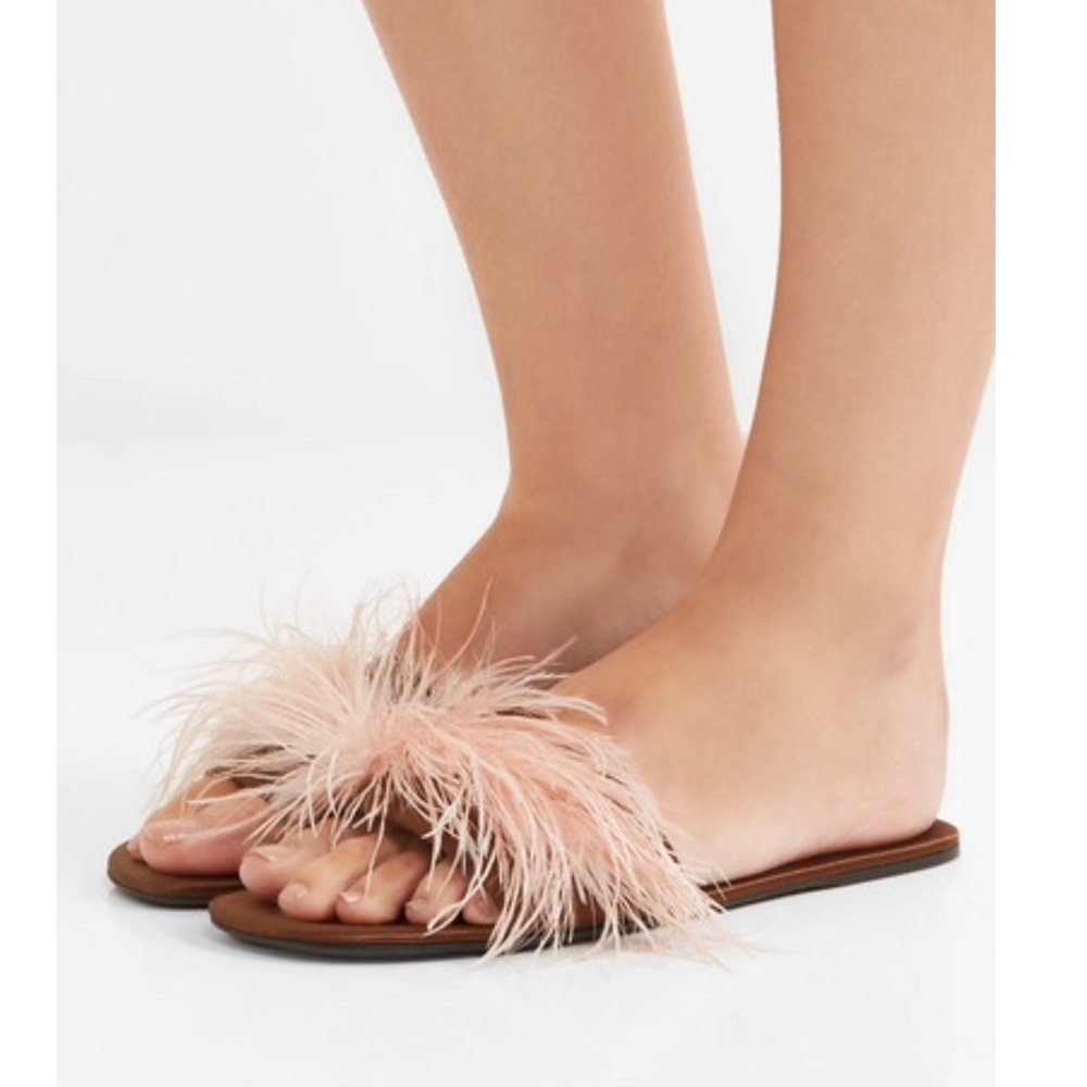 🍒SALE🍒 Prada Satin Slide W/ Feather 35.5